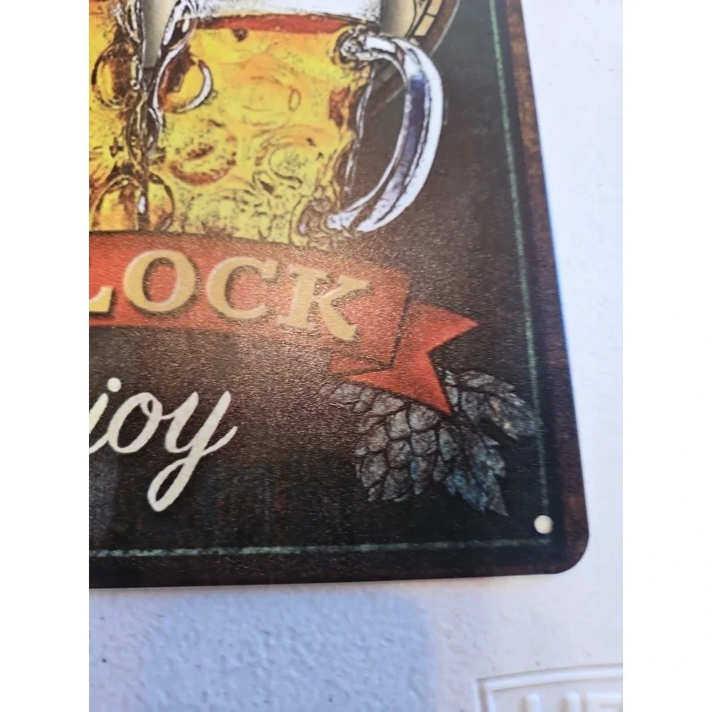 Its Beer OClock Enjoy 8x12 Rustic Metal Tin Sign Bar Pub Lounge Wall Decor